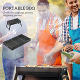 Portable Charcoal Grill with Pull-Out Charcoal Basin, Folding Tabletop Barbecue