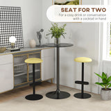 Table de bar haute, table à manger ronde moderne avec plateau peint et base en acier, table de bistro pour 2 personnes
