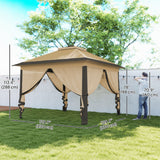 11' x 11' Pop Up Gazebo, Double Roof Foldable Height Adjustable Canopy Tent with Mesh Sidewalls