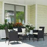 Ensemble de mobilier d'extérieur en rotin 4 pièces, ensemble de mobilier patio avec table à café 22,8