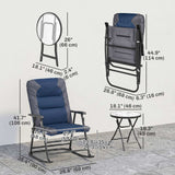 3pc Patio Foldable Rocking Chair Set, Outdoor Rocking Chairs and Table Bistro Set w/ Padded Seat, Headrest