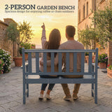 Outdoor Bench, 2-Person Garden Seating with Slatted Seat