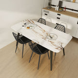 Modern Dining Chairs Set of 4, Plastic Kitchen Chairs with Hollow Backrest and Metal Legs for Living Dining Room