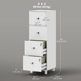 4 Drawer File Cabinet with Lock, Office Filing Cabinet, A4 Letter Size, Hanging File Folders