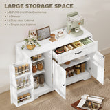 Armoire de rangement de cuisine moderne de 44 po avec tiroir, étagères réglables, garde-manger petite cuisine avec portes de rayons