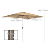 6.5x10ft Patio Umbrella, Rectangle Market Umbrella with Aluminum Frame and Crank Handle