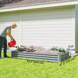8 x 4 x 1ft Galvanized Raised Garden Bed, Reinforced Outdoor Planter Box with Open Bottom