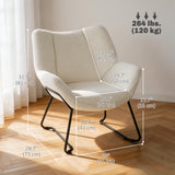 Accent Chair, Sherpa Fleece Armchair with Wide Backrest and Metal Legs