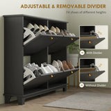 Meuble de Rangement pour Chaussures Moderne, Cabinet Étroit avec 4 Tiroirs à Bascule, Tablettes Ajustables, 5 Pieds pour Entrée
