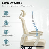 Ergonomic Office Chair, Mesh Reclining Desk Chair with Adjustable Lumbar Support, Headrest