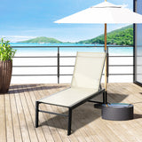 Outdoor Lounge Chair, Patio Lounger with 5-Position Reclining Backrest and 2 Wheels for Poolside