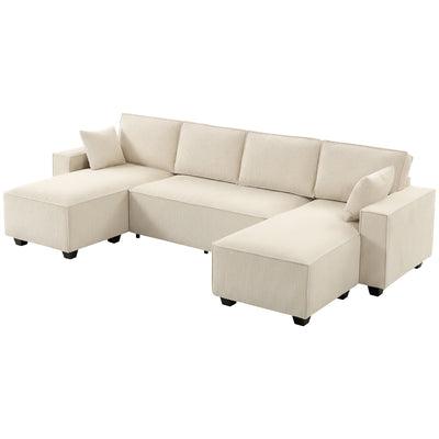 Modular U Shaped Couch, Sectional Sofa with Double Chaises and Spring Cushions