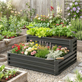 2 Tier Galvanized Raised Garden Bed, Steel Planter Box for Vegetables, 47