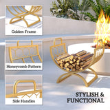 Firewood Rack Outdoor, Heavy Duty Log Holder with Handles for Indoor Outdoor Fireplace Storage