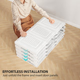 Portable Wardrobe, Foldable Plastic Closet with 8 Compartments, 2 Hanging Rods and Magnetic Clear Doors