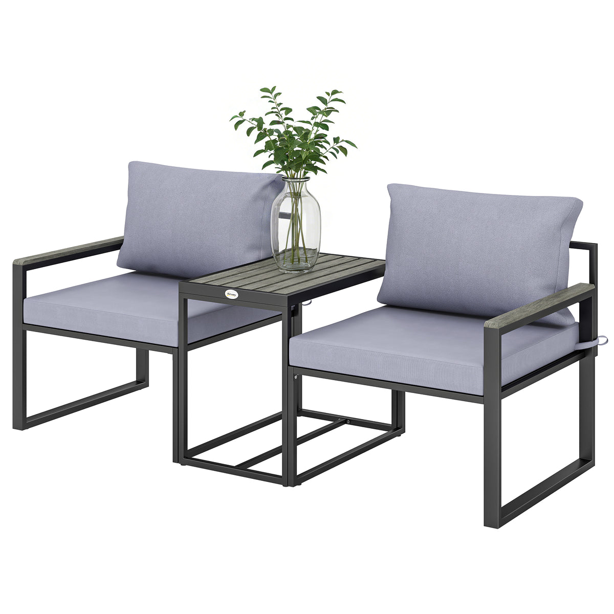 Outdoor Bistro Set, Patio Furniture Set with 2 Chairs and Side Table for Garden Balcony Poolside