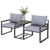Outdoor Bistro Set, Patio Furniture Set with 2 Chairs and Side Table for Garden Balcony Poolside