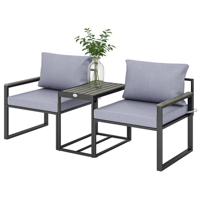 Outdoor Bistro Set, Patio Furniture Set with 2 Chairs and Side Table for Garden Balcony Poolside