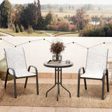 3 Pieces Bistro Set, Small Patio Furniture Set with Stackable Mesh Chairs, Glass Table for Garden