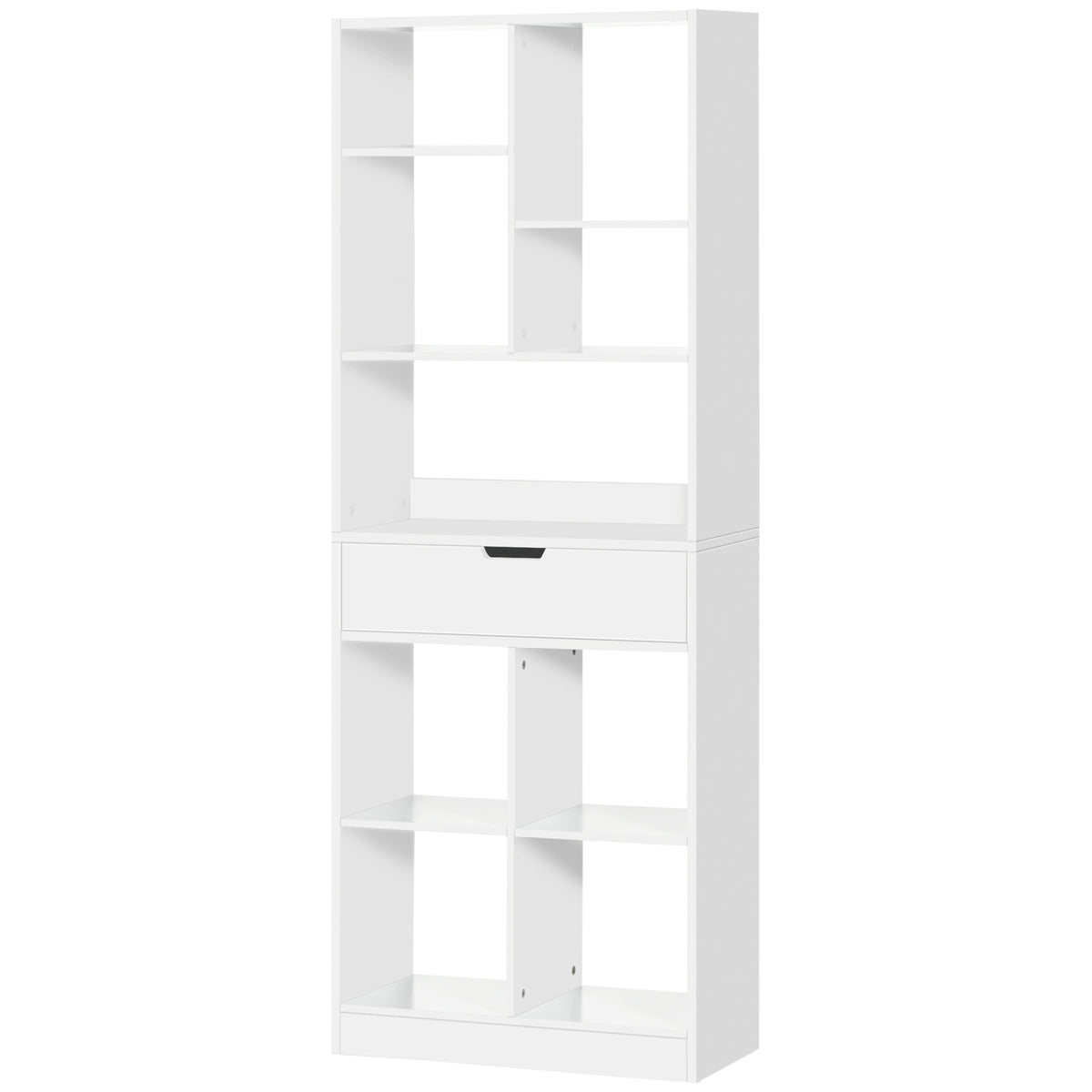 Étagère haute avec tiroir, Bibliothèque autoportante pour chambre à coucher