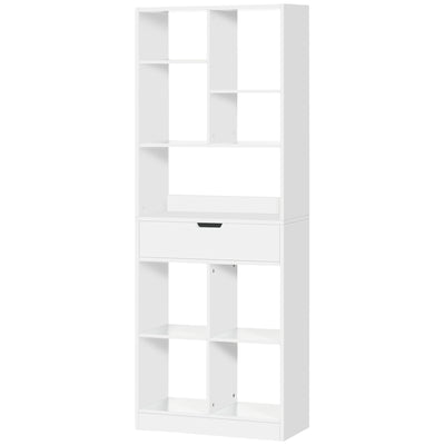 Tall Bookshelf with Drawer, Freestanding Bookcase for Bedroom