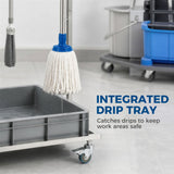 Cleaning Rolling Janitor Cart with Locking Wheels Cleaning Cart with Integrated Drip Tray 4 Casters