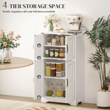 Farmhouse Kitchen Pantry, Freestanding Kitchen Pantry Storage Cabinet with Barn Doors and Adjustable Shelves