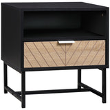Modern Bedside Table with Drawer, Nightstand with Storage Shelf