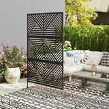 Metal Outdoor Privacy Screen, Freestanding Outdoor Divider with Stand, 78