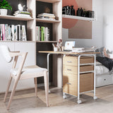 Bureau informatique pliable avec tiroirs, Table d'étudiant exécutive avec étagère de rangement, 6 roues pour chambre à coucher, bureau à domicile