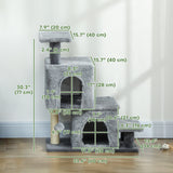 4-Step Pet Stairs, Adjustable Height Cat Stairs with Scratching Posts Cat Condo, Hanging Ball for High Bed