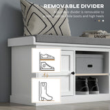 Shoe Storage Bench with Cushioned Seat, Entryway Bench Seat with 2 Cabinets and Adjustable Shelf for Hallway
