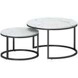 Tables basses gigognes modernes (lot de 2) avec piétement en métal pour salon, chambre, bureau
