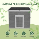 Poulailler, maison en bois pour poules et clapier à lapin avec toit ouvrant