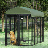 Chenil pour chien d'extérieur 8' x 4' x 6', Enclos extérieur pour chien avec bols rotatifs 360°