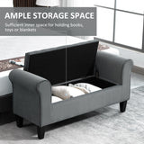 Button Tufted Storage Ottoman Bench, End of Bed Bench with Rolled Arms