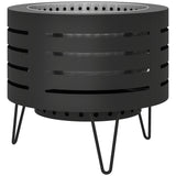 Round Fire Pit with Fire Poker, Portable Wood Burning Firepit with Ash Tray and Hairpin Legs