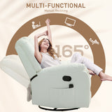 8-Point Vibration Massage Recliner Chair, PU Leather Manual Reclining Sofa, Swivel Nursery Rocking Chair with Remote Control
