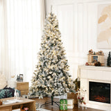7.5ft Artificial Prelit Christmas Tree with Warm White LED Light, Metal Base