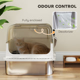 Bac à litière pour chat en acier inoxydable