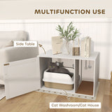 Meuble de litière pour chat, salle de toilettage pour chat avec porte en rotin