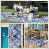 Portable Outdoor Rug with Carry Bag, 9' x 18' Reversible Mat