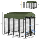 Chenil pour chien d'extérieur 8' x 4' x 6', Enclos extérieur pour chien avec bols rotatifs 360°