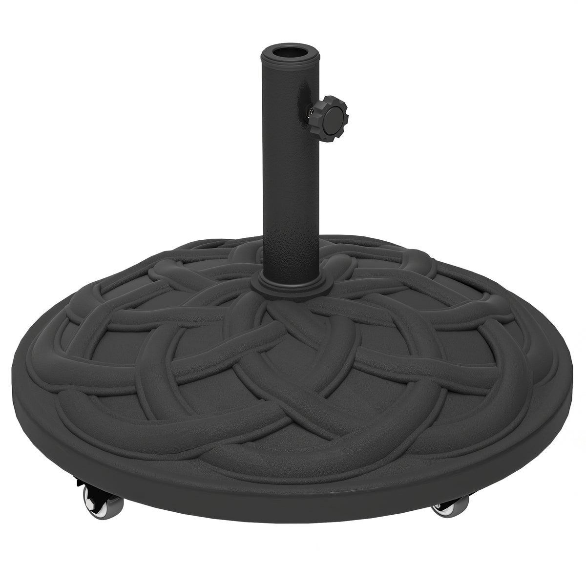 Round Patio Umbrella Base with Wheels, 44 lbs Resin Umbrella Stand Base, 1.3