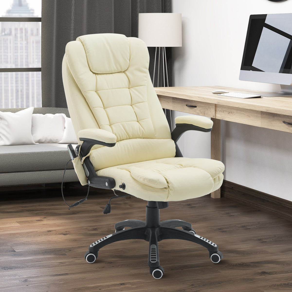 Massage Office Chairs Computer Executive Ergonomic Heated Vibrating Beige