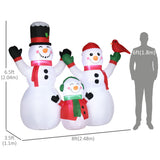 8ft Inflatable Christmas Snowman Family with A Red Bird