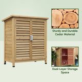 Wooden Garden Storage Shed Kit Wood Garage Tool Organisation Cabinet with 2 Door, 34