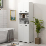 Bathroom Cabinet, Freestanding Linen Cabinet with Open Shelves and Cupboards, 23.6