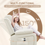 Leather Reclining Chair with Vibration Massage, Swivel Base