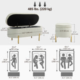 Upholstered Bedroom Bench, Channel Tufted Ottoman Bench with Thick Padding and Metal Legs